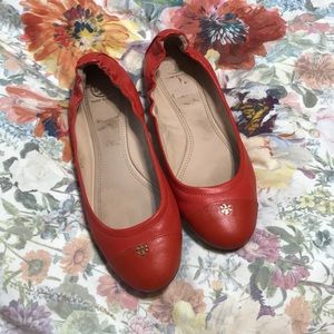 Tory Burch Orange Leather Flats